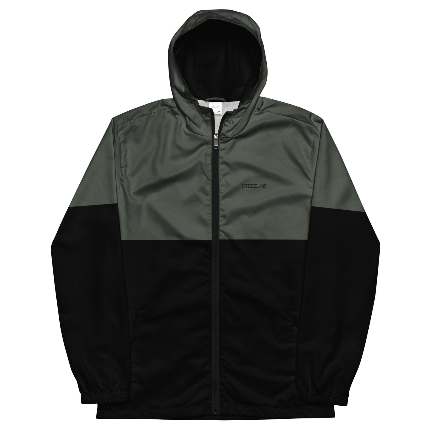 Steezlab Windbreaker Jacket Charcoal Green and Black Regular Fit Men