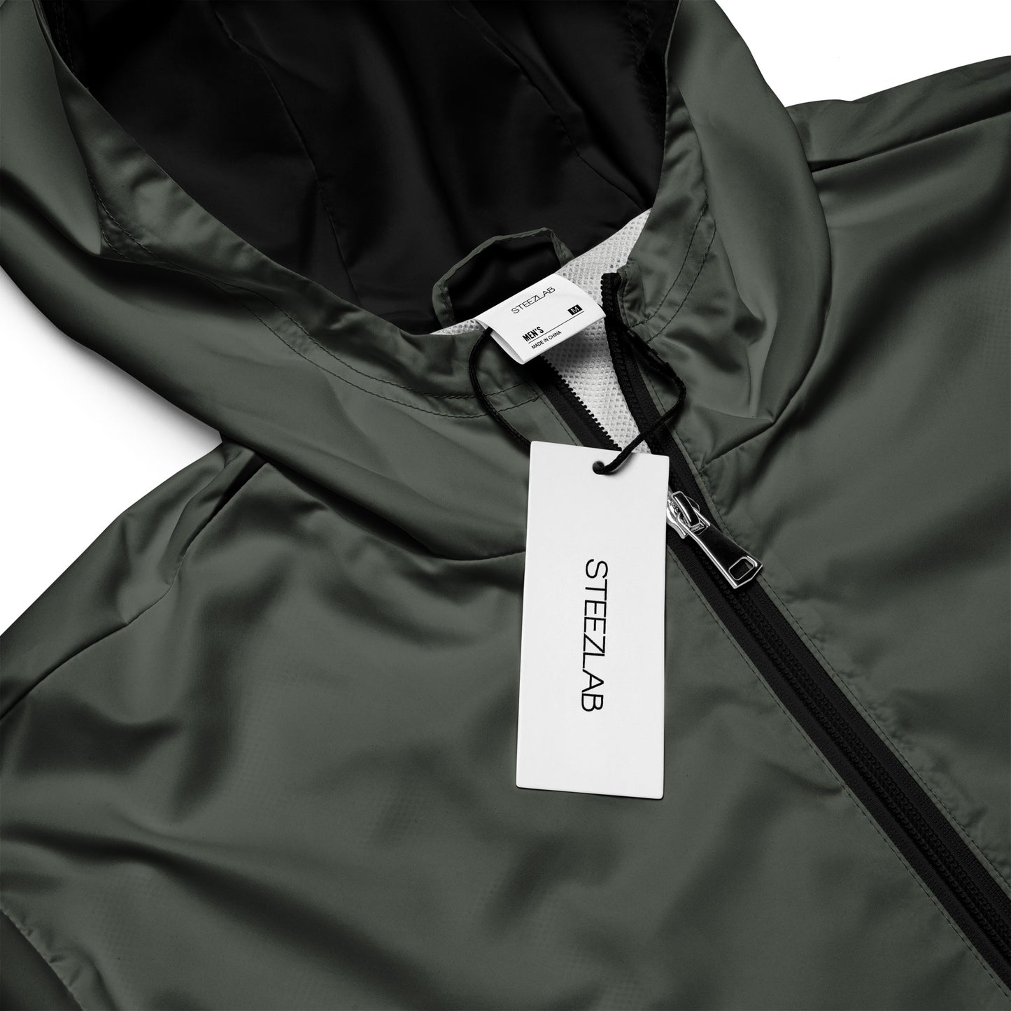 Steezlab Windbreaker Jacket Charcoal Green and Black Regular Fit Men