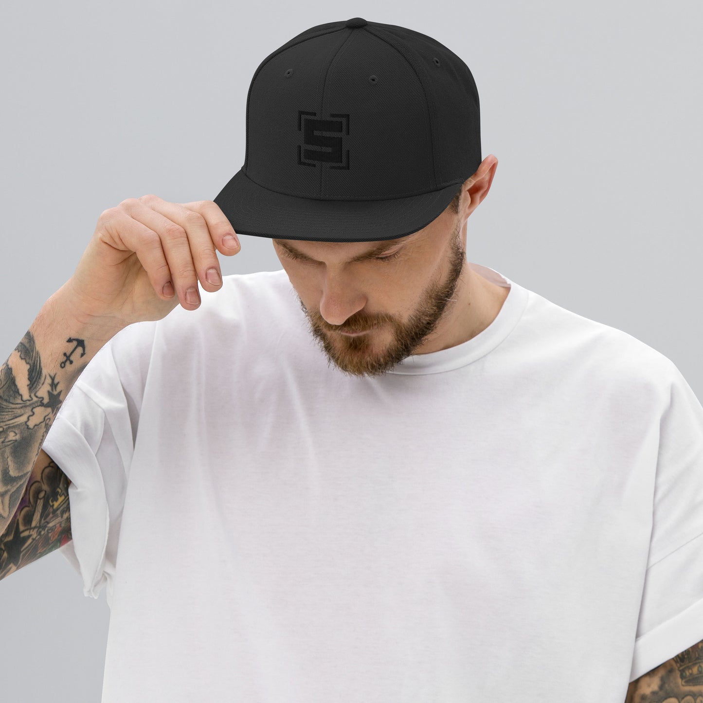 Steezlab Square Skateboard Snapback Hat Black Stealth
