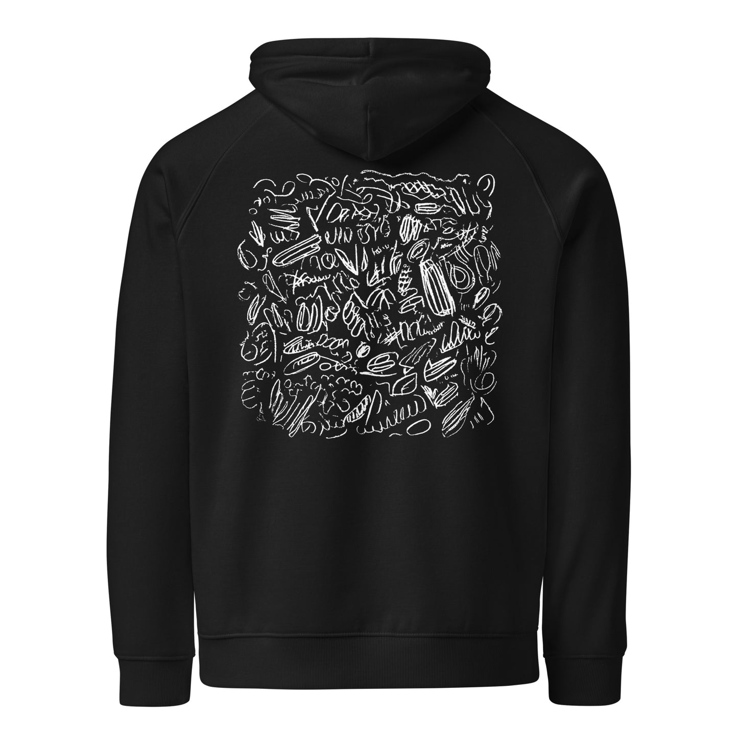 Doodling by Two Green Men Eco Skateboard Hoodie Black