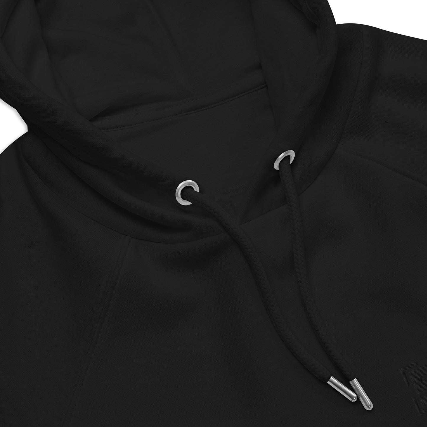 Square Embroidery Organic Cotton Streetwear Hoodie Black Stealth