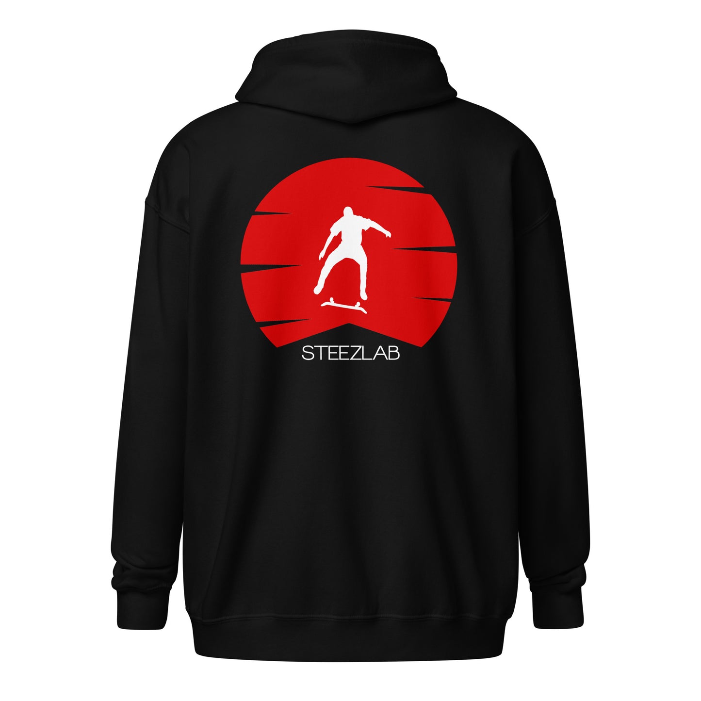 Steezlab Kickflip Large Back Print Heavy Cotton and Fleece Zip Hoodie Black