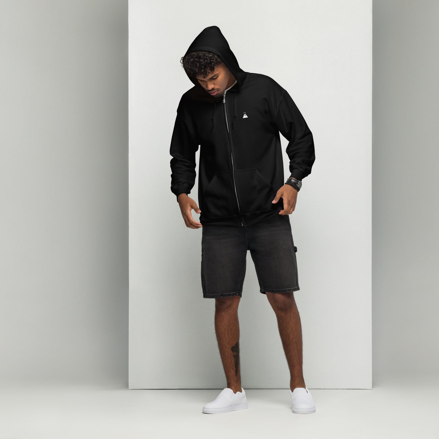 The Lab Heavy Cotton and Soft Fleece Zip Hoodie Black